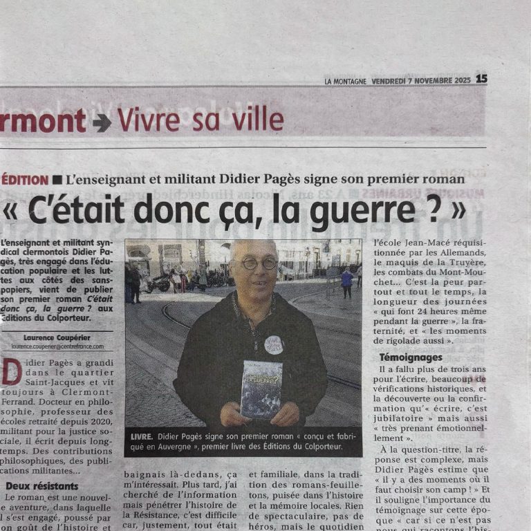 Article dans le journal La Montagne
