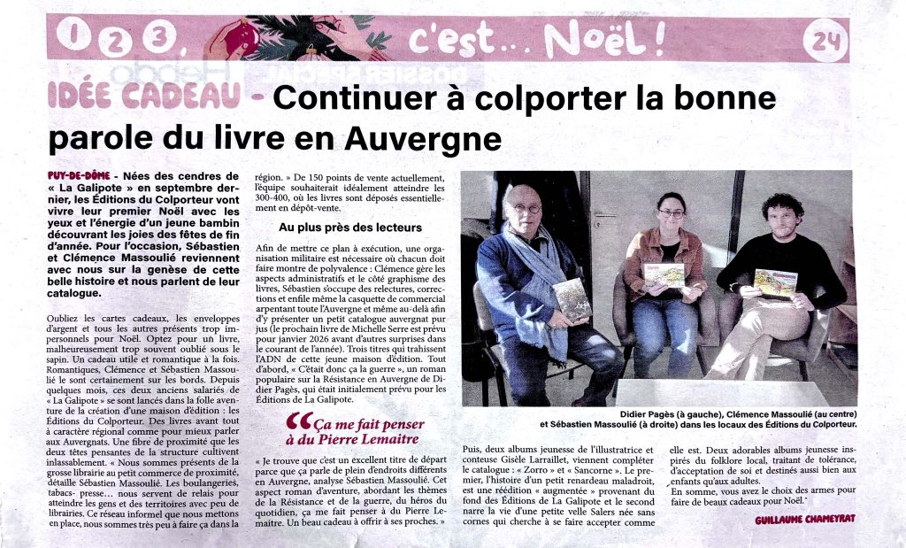 Article sur les éditions du colporteur dans le semeur hebdo