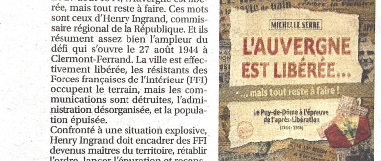 « L&rsquo;Auvergne est libérée… » dans La Montagne