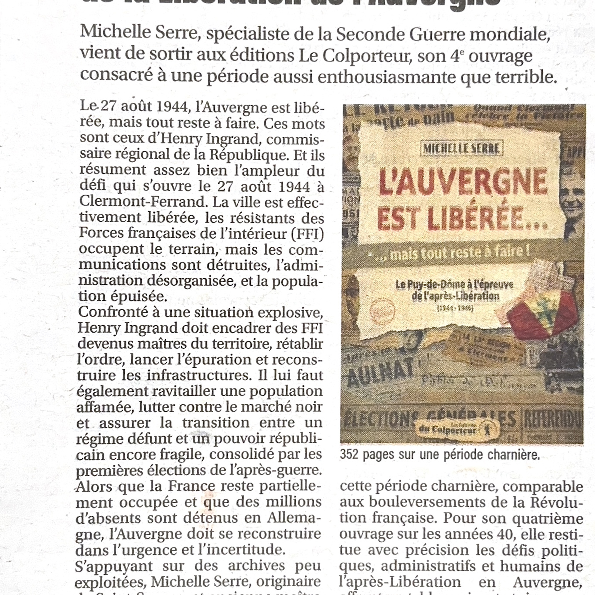 « L&rsquo;Auvergne est libérée… » dans La Montagne